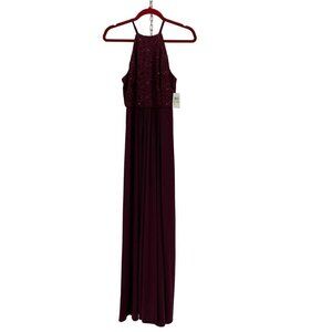 Nightway Full Length Side Slit Burgundy Dress Women's Size 4